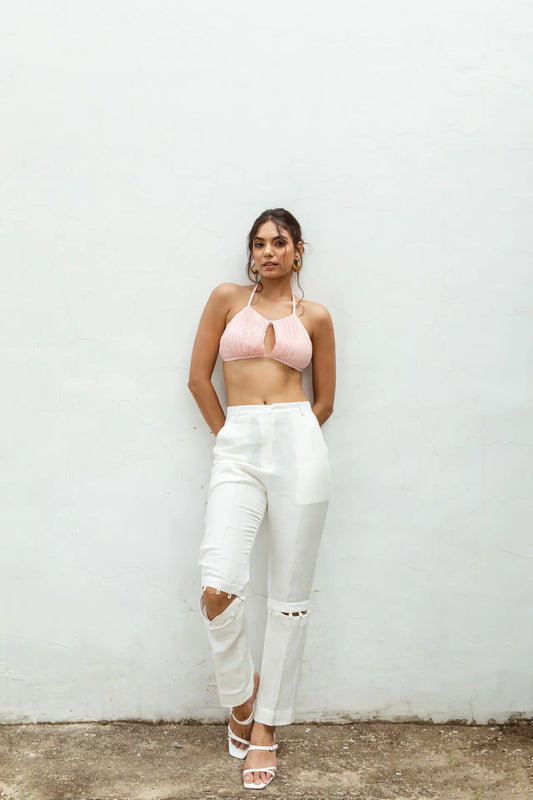 IVY GATHERED TIE UP CROP TOP