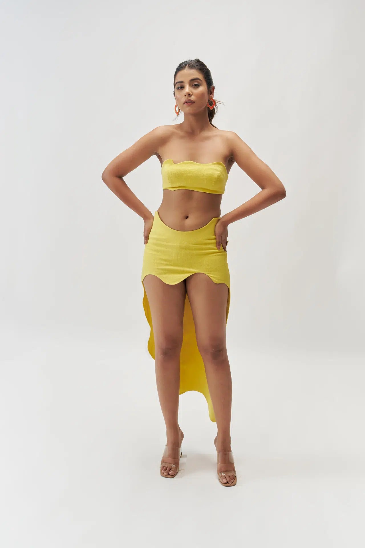 ZIG HI-LOW COTTON SLUB SKIRT