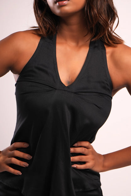 NOIR BLACK HALTER TOP